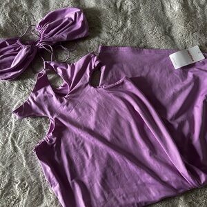 Lavender Purple Satin-Look 2-Piece Set
